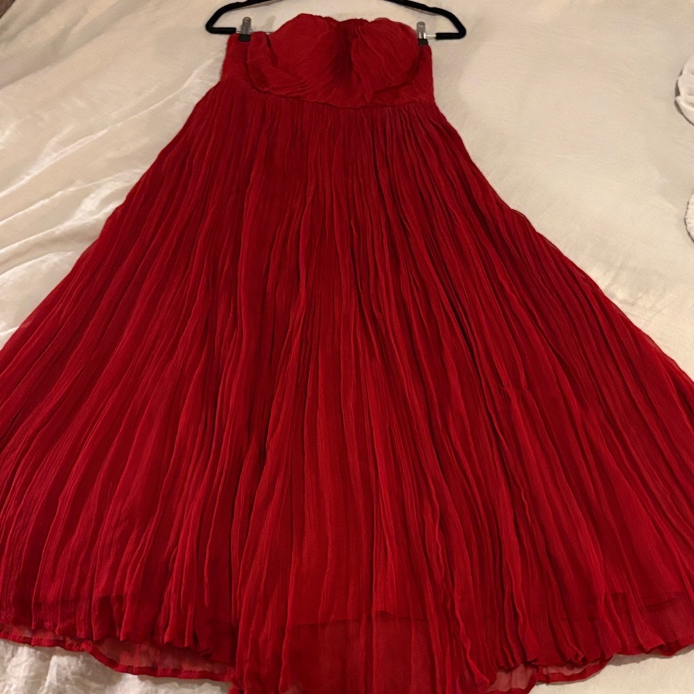 Elegant Strapless Red Gown
